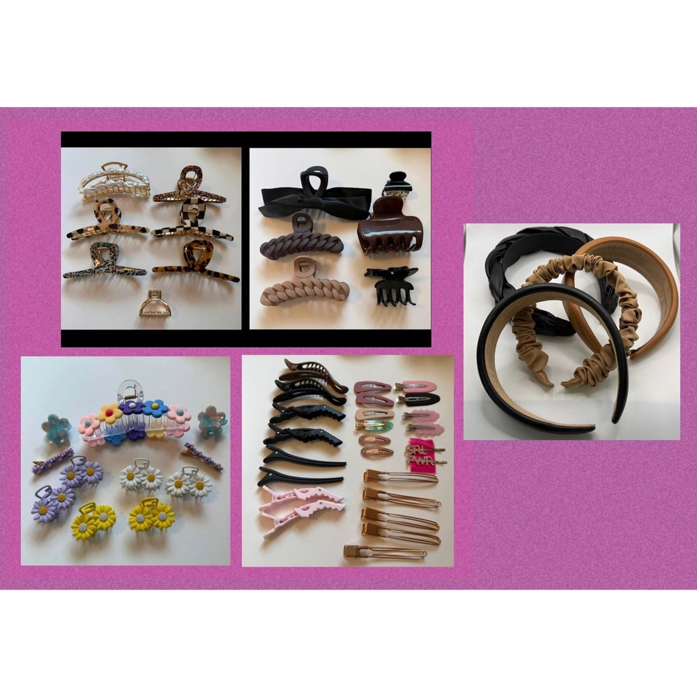 Huge Hair Accessory Lot Claw Clips Barrettes Floral Pearl Rhinestone Bow